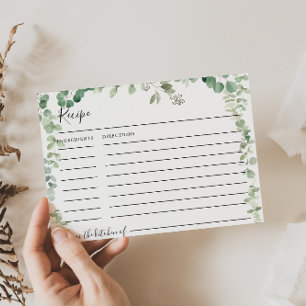 Eukalyptus Green Brautparty Rezept Card Frühjahr