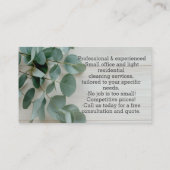 Eukalyptus Green Cleaning Service Housekeeping Visitenkarte (Rückseite)