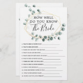 Eukalyptus Green Double Side Brautparty Games (Vorne/Hinten)