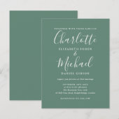 Eukalyptus Green Elegant Moderne Skripthochzeit Einladungspostkarte (Vorne/Hinten)