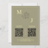 Eukalyptus Green Elegant QR Code Hochzeit Einladung (Rückseite)