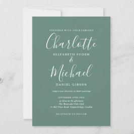 Eukalyptus Green Elegant Signature Script Hochzeit Einladung