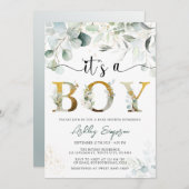 Eukalyptus Green Es ist eine junge Babydusche Einl Einladung (Vorne/Hinten)