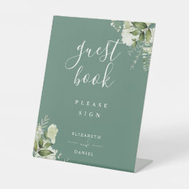 Eukalyptus Green Floral Greenerenerity Gästebuch Sockelschild