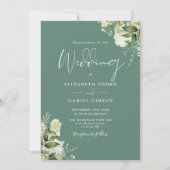 Eukalyptus Green Floral Monogram Wedding Einladung (Vorderseite)