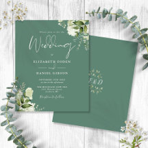 Eukalyptus Green Floral Wedding Einladung