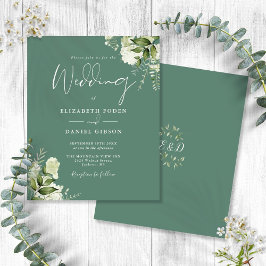 Eukalyptus Green Floral Wedding Einladung