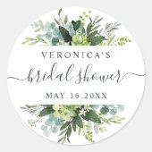 Eukalyptus Green Foliage Brautparty Runder Aufkleber (Vorderseite)