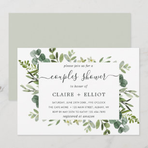 Eukalyptus Green Foliage Couples Dusche Einladung