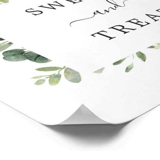 Eukalyptus Green Foliage Dessert Tafelschild Poster (Ecke)