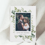 Eukalyptus Green Foliage Foto Danke Karte<br><div class="desc">Dieses Foto Dankeschön-Karte verfügt über gemalte Aquarelleukalyptus,  grüne Blätter und einfache Kalligraphie. Dies ist ideal für Hochzeiten,  Abschluss,  Jubiläen und ähnliche Veranstaltungen.</div>