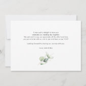 Eukalyptus Green Foliage Handgeschriebene Hochzeit Dankeskarte (Rückseite)