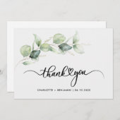 Eukalyptus Green Foliage Handgeschriebene Hochzeit Dankeskarte (Vorne/Hinten)