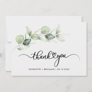 Eukalyptus Green Foliage Handgeschriebene Hochzeit Dankeskarte
