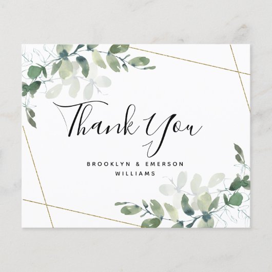 Eukalyptus Green Foliage Hochzeit Vielen Dank (Vorderseite)