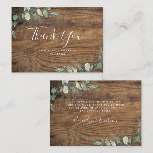 Eukalyptus Green Foliage Hochzeit Vielen Dank Mitteilungskarte (Vorne/Hinten)