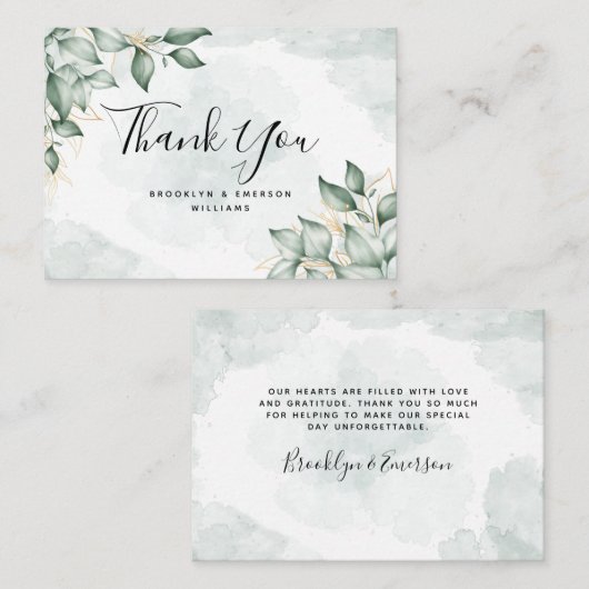 Eukalyptus Green Foliage Hochzeit Vielen Dank Mitteilungskarte (Vorne/Hinten)