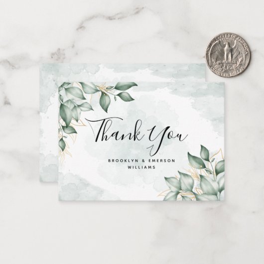 Eukalyptus Green Foliage Hochzeit Vielen Dank Mitteilungskarte (Vorderseite/Rückseite Beispiel)