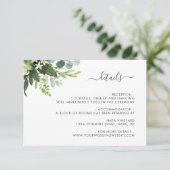 Eukalyptus Green Foliage Hochzeitdetails Begleitkarte (Stehend Vorderseite)