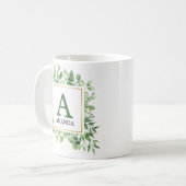 Eukalyptus Green Foliage Mit Monogramm Tasse (Vorderseite Links)
