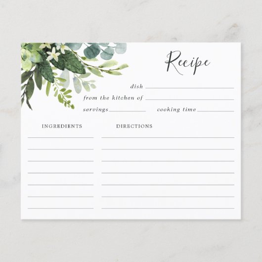 Eukalyptus Green Foliage Rezept Card (Vorderseite)