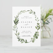 Eukalyptus Green Foliage Save the Date Karte (Stehend Vorderseite)