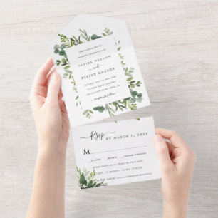 Eukalyptus Green Foliage Wedding All In One Einladung