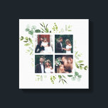 Eukalyptus Green Foliage Wedding Foto Square Leinwanddruck<br><div class="desc">Entwerfen Sie Ihre eigene schöne Leinwand mit Ihrer eigenen Hochzeit, Ihrem Jubiläum, Ihrer Verlobung und Ihrem besonderen Foto. In dieser Leinwand sind Aquarell Eukalyptus, grüne Blätter mit 4 Hochzeitsfotos zu sehen. Für eine weiter gehende Anpassung dieses Designs klicken Sie bitte auf den Link "Weitere Anpassung". Matching-Elemente sind ebenfalls verfügbar.</div>