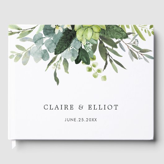 Eukalyptus Green Foliage Wedding Guest Book Gästebuch (Vorderseite)