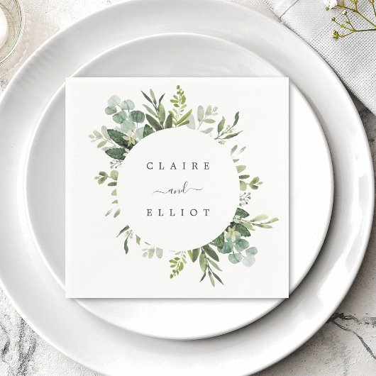 Eukalyptus Green Foliage Wedding Paper Serviette