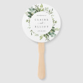 Eukalyptus Green Foliage Wedding Program Handfan Fächer (Vorderseite)