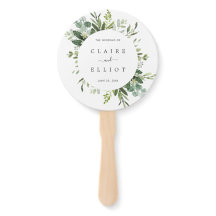 Eukalyptus Green Foliage Wedding Program Handfan