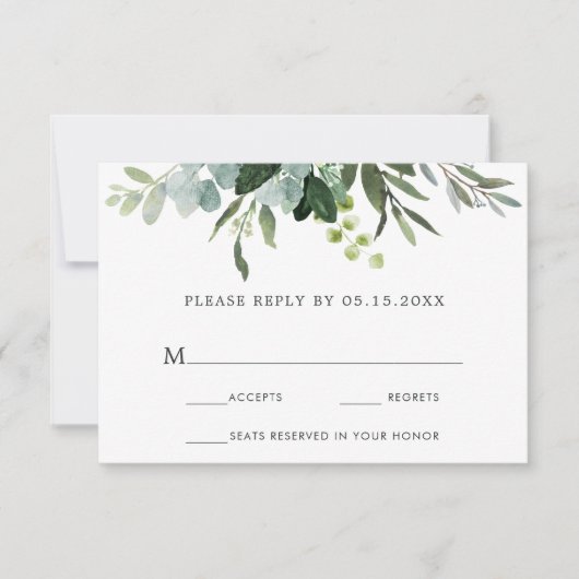Eukalyptus Green Foliage Wedding RSVP Card Karte (Vorderseite)