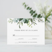 Eukalyptus Green Foliage Wedding RSVP Card Karte (Stehend Vorderseite)