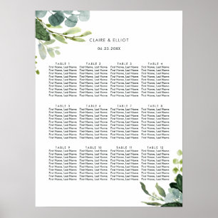 Eukalyptus Green Foliage Wedding Seating Chart Poster