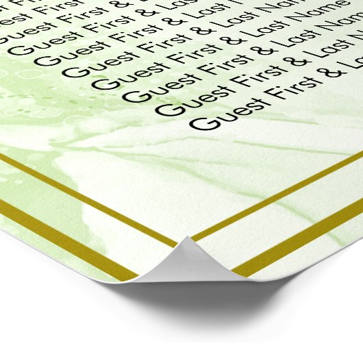 Eukalyptus Green Foliage Wedding Seating Chart Poster (Ecke)