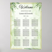 Eukalyptus Green Foliage Wedding Seating Chart Poster (Vorne)