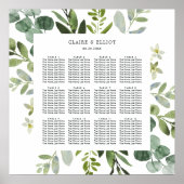 Eukalyptus Green Foliage Wedding Seating Chart Poster (Vorne)