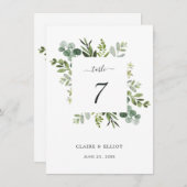 Eukalyptus Green Foliage Wedding Tischnummer (Vorne/Hinten)