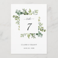 Eukalyptus Green Foliage Wedding Tischnummer