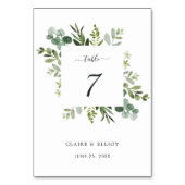 Eukalyptus Green Foliage Wedding Tischnummer (Rückseite)