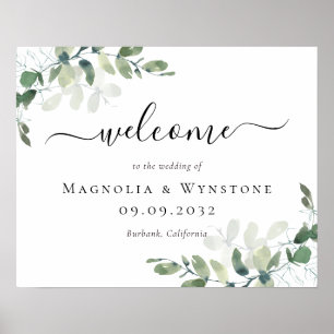 Eukalyptus Green Foliage Wedding Welcome Poster