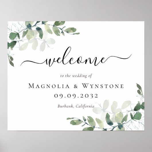 Eukalyptus Green Foliage Wedding Welcome Poster (Vorne)