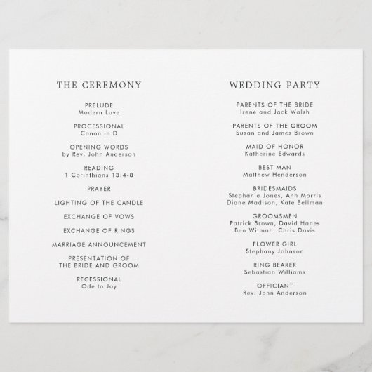 Eukalyptus Green Foliage Wedding Zeremony Program (Rückseite)