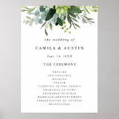 Eukalyptus Green Foliage Wedding Zeremony Program Poster (Vorne)