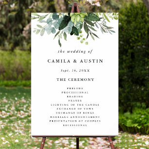 Eukalyptus Green Foliage Wedding Zeremony Program Poster