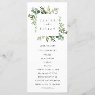 Eukalyptus Green Foliage Wedding Zeremony Program Programm