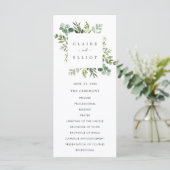 Eukalyptus Green Foliage Wedding Zeremony Program Programm (Stehend Vorderseite)