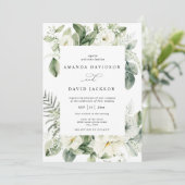 Eukalyptus Green Foliage White Floral Wedding Einladung (Stehend Vorderseite)