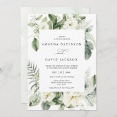 Eukalyptus Green Foliage White Floral Wedding Einladung (Vorne/Hinten)